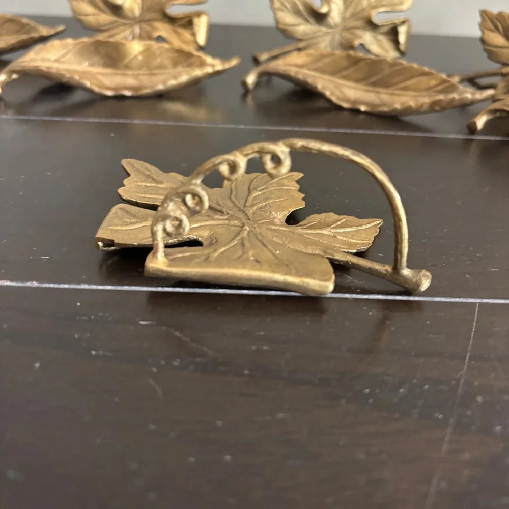 Pottery Barn | FALLING LEAF | Brass Placecard Holders | Nameplates | Set of 8!